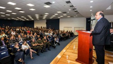 O governador Pezão durante a cerimônia na Cidade da Polícia