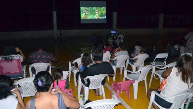 CRIANÇAS E adultos assistiram a exibição do filme Rio, em Muriqu, na terça-feira (22)