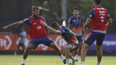 Willian Maranhão durante treino no Centro Treinamento do Almirante, na tarde de quarta-feira