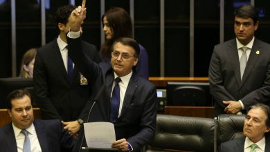 O PRESIDENTE Jair Bolsonaro em seu discurso durante a posse, na tarde de terça-feira.