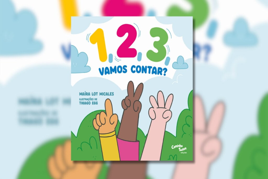 Capa do livro com ilustração de mãos contando 1, 2 e 3 