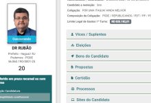 Reprodução da página do site do TSE em que a candidatura de Rubão aparece como indeferida.