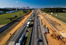 Visão aérea da rodovia Presidente Dutra