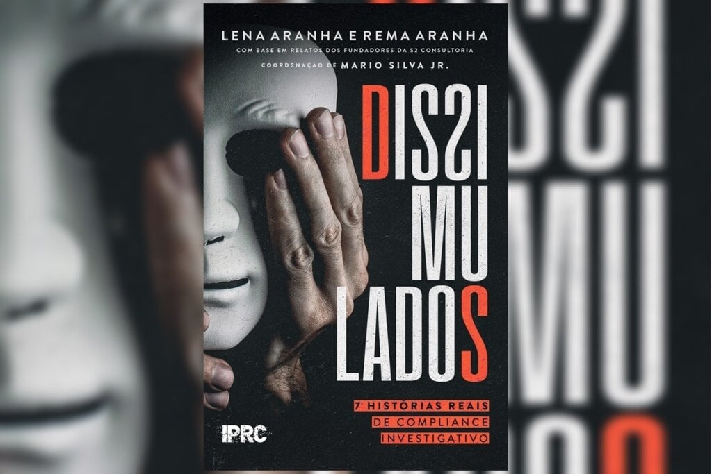 Uma mão segurando uma máscara branca na capa do livro 'Dissimulados'