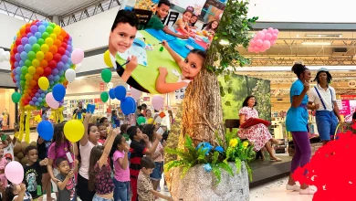 Crrianças brincando no shopping Pátio Mix Costa Verde