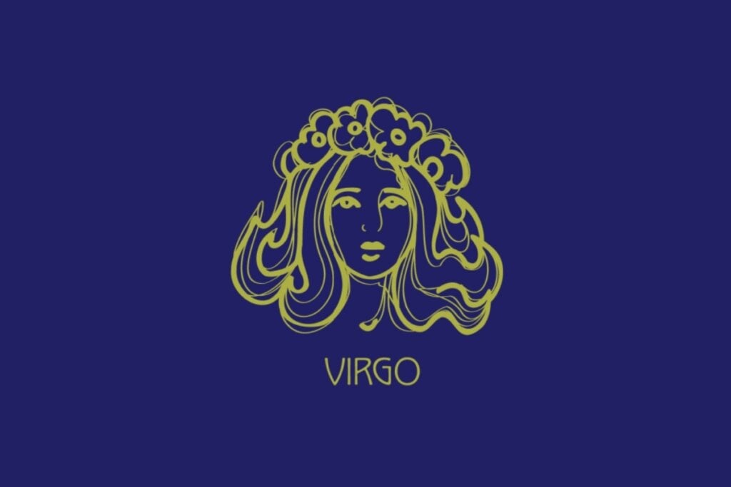 Ilustração, em fundo azul, do signo de Virgem