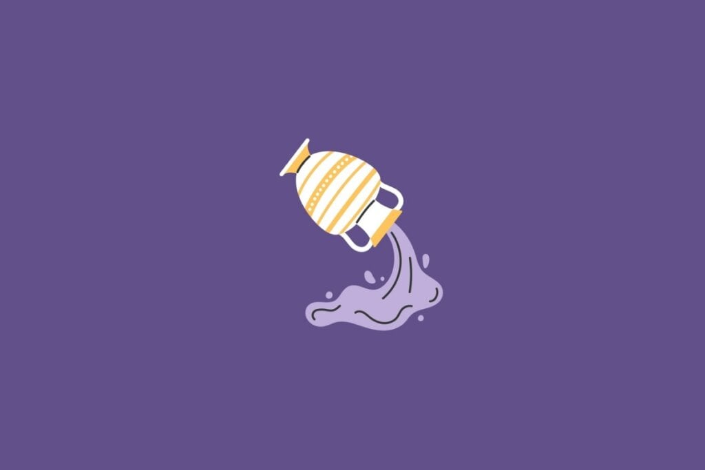 Ilustração do signo de aquário em um fundo roxo