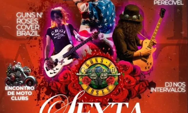 Arte do evento com a banda Guns N’ Roses Cover Brazil