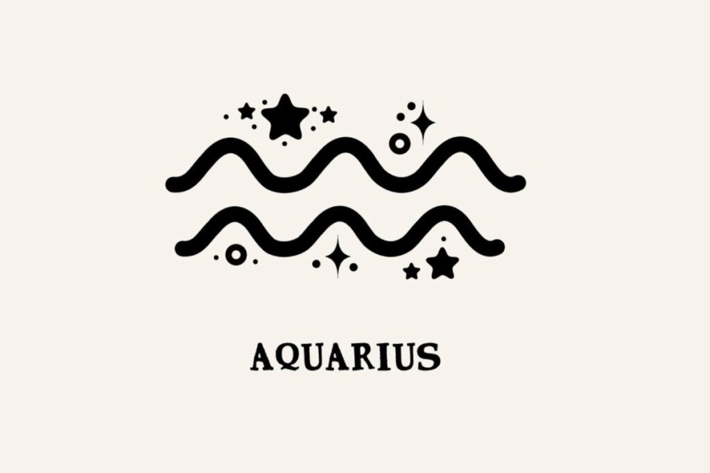 Ilustração com estrelas do signo de Aquário