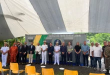 Autoridades militares e civis durante a inauguração da base avançada em Conceição de Jacareí