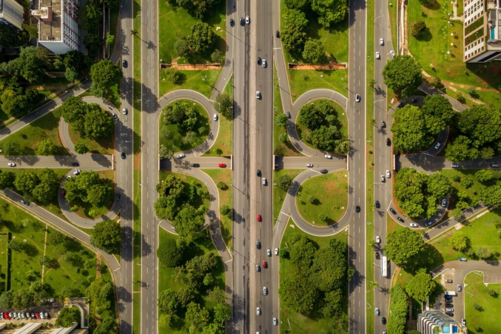 Vista aérea do Eixão, em Brasília