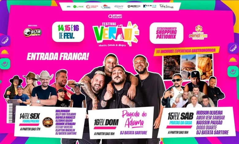 Arte com os artistas que vão se apresentar no Festival Verão Atual