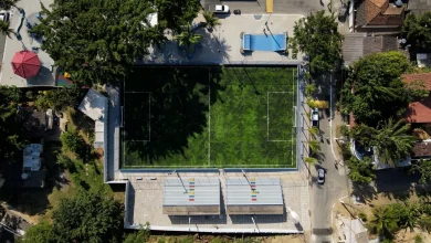 Foto aérea da Praça do Laiá reinaugurada