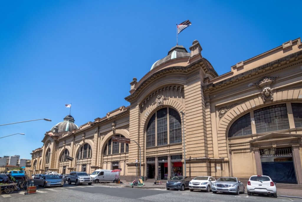 Fachada do Mercado Municipal no centro de São Paulo