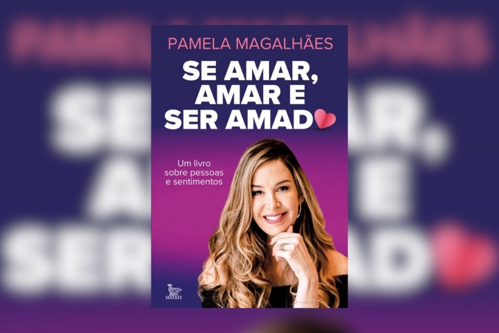 Capa do livro "Se amar, amar e ser amado" com a foto da autora sorrindo e com uma das mãos no queixo 