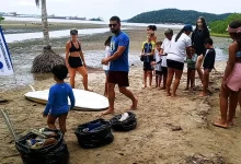 Voluntários do projeto Pequenos Remadores se unem para a ação de limpeza