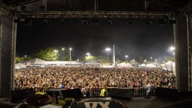 Multidão em frente ao palco prestigia show na Festa do Trabalhador de Itaguaí em 2024
