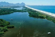 Vista aérea da Praia da Reserva, no Rio de Janeiro,