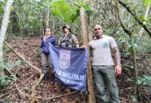 Agentes do Inea e policiais da 4ª UPAm durante operação de fiscalização no PEC