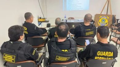 Agentes da Guarda Portuária participam de instrução teórica durante simulado de ameaça de bomba
