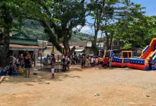 Foto panorâmica da festa