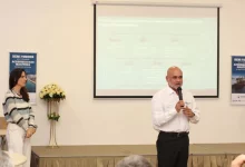 O diretor-presidente da PortosRio, Flavio Vieira, durante apresentação