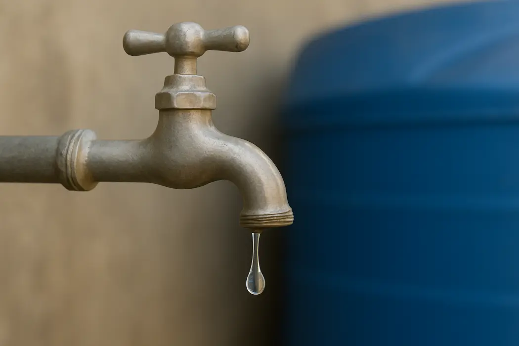 Torneira com um pingo d'água caindo