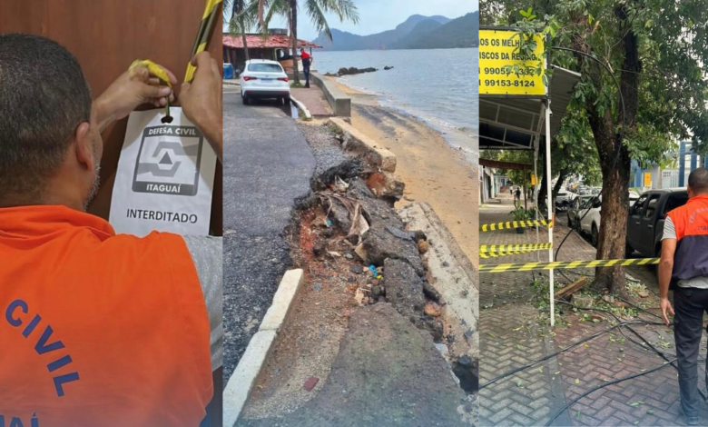 Defesa Civil de Itaguaí realiza interdições em Itaguaí após fortes chuvas (FOTOS: REPRODUÇÃO).