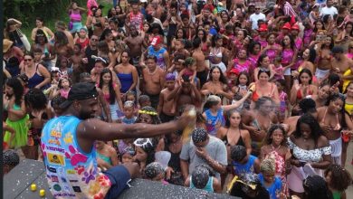 Foliões se reúnem em clima de animação durante desfile de bloco