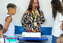 Alunos da escola em piranema