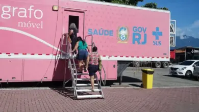 Unidade do mamógrafo móvel instalada no Centro de Mangaratiba