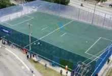 Vista aérea do Complexo esportivo revitalizado em Mangaratiba