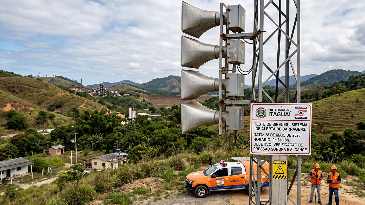 Teste de sirenes para emergências com barragens será realizado numa quinta-feira, dia 29 de maio.