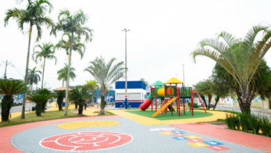 Praça do Jardim América recebeu novos brinquedos infantis e áreas revitalizadas para esporte e convivência da população (DIVULGAÇÃO/PMI).