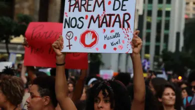 Protesto contra a violência contra a mulher