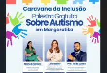 Arte do evento com a foto de três palestrantes