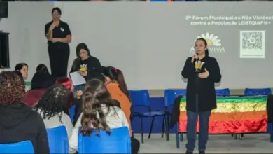 A palestrante durante o evento