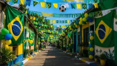 Rua decorada para Copa do Mundo