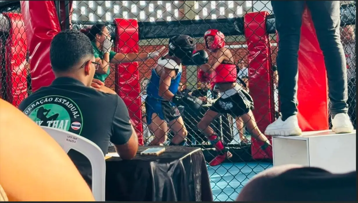 Atletas de diferentes equipes disputam lutas