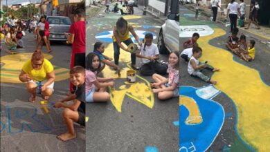 Alunos, professores e familiares participaram da pintura das ruas como parte do projeto “Copa 2026 e a Cultura”, que une educação, integração social e o espírito da Copa do Mundo.