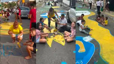 Alunos, professores e familiares participaram da pintura das ruas como parte do projeto “Copa 2026 e a Cultura”, que une educação, integração social e o espírito da Copa do Mundo.