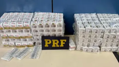 Droga apreendida apresentada pela PRF
