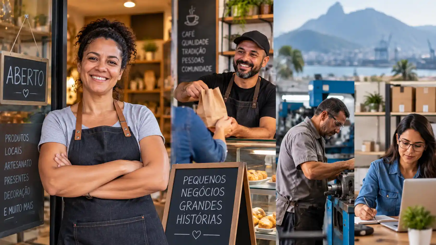 Empreendedores brasileiros atuam no comércio, serviços, indústria e negócios digitais, setores ligados aos pequenos negócios e ao Simples Nacional.