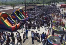 Vista aérea do Parque de Exposições, durante a Festa das Crianças